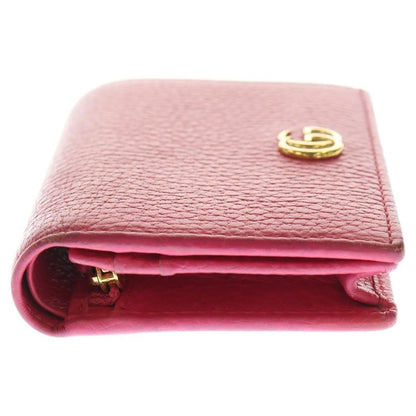 Gucci GG Marmont Bifold Wallet Compact Wallet Card Case Pink Leather 456126
