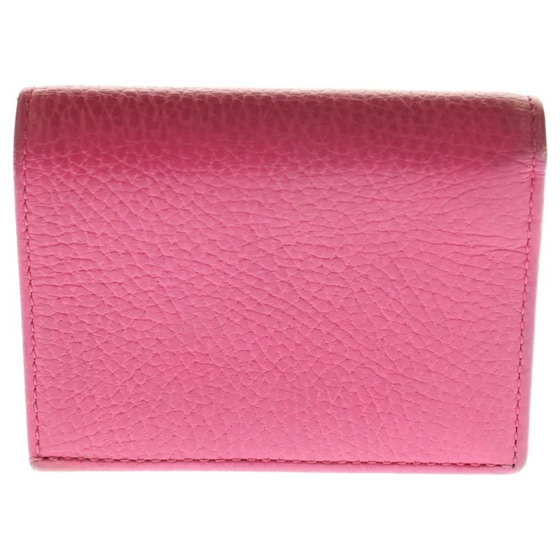 Gucci GG Marmont Bifold Wallet Compact Wallet Card Case Pink Leather 456126