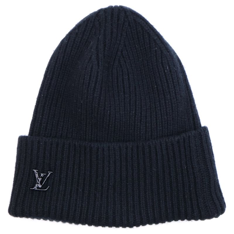 Louis Vuitton Beanie Knit Cap Hat Black Cashmere Mp3246