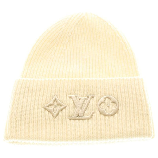 Louis Vuitton Bonnet LV Headline Beanie Logo Embroidery Knit Hat Cream Ivory