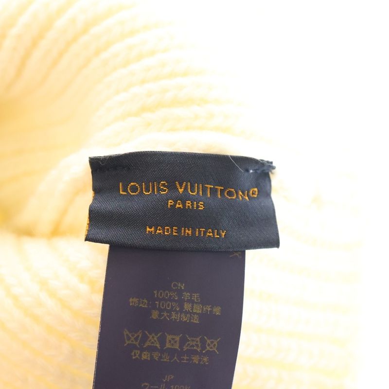 Louis Vuitton Bonnet LV Headline Beanie Logo Embroidery Knit Hat Cream Ivory