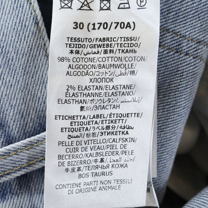 Gucci Vintage Logo Print Leather Patch Washed Button Fly Tapered Denim Pants