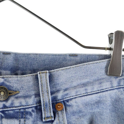 Gucci Vintage Logo Print Leather Patch Washed Button Fly Tapered Denim Pants