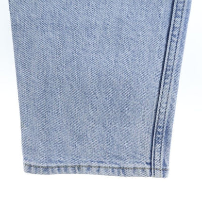 Gucci Vintage Logo Print Leather Patch Washed Button Fly Tapered Denim Pants