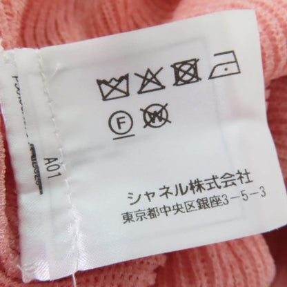 CHANEL 17P P56135k07344 Pearl Coco Mark Part Short Sleeves Knit Pink 40 Made In