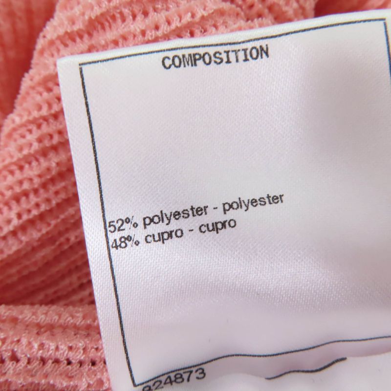 CHANEL 17P P56135k07344 Pearl Coco Mark Part Short Sleeves Knit Pink 40 Made In