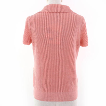 CHANEL 17P P56135k07344 Pearl Coco Mark Part Short Sleeves Knit Pink 40 Made In