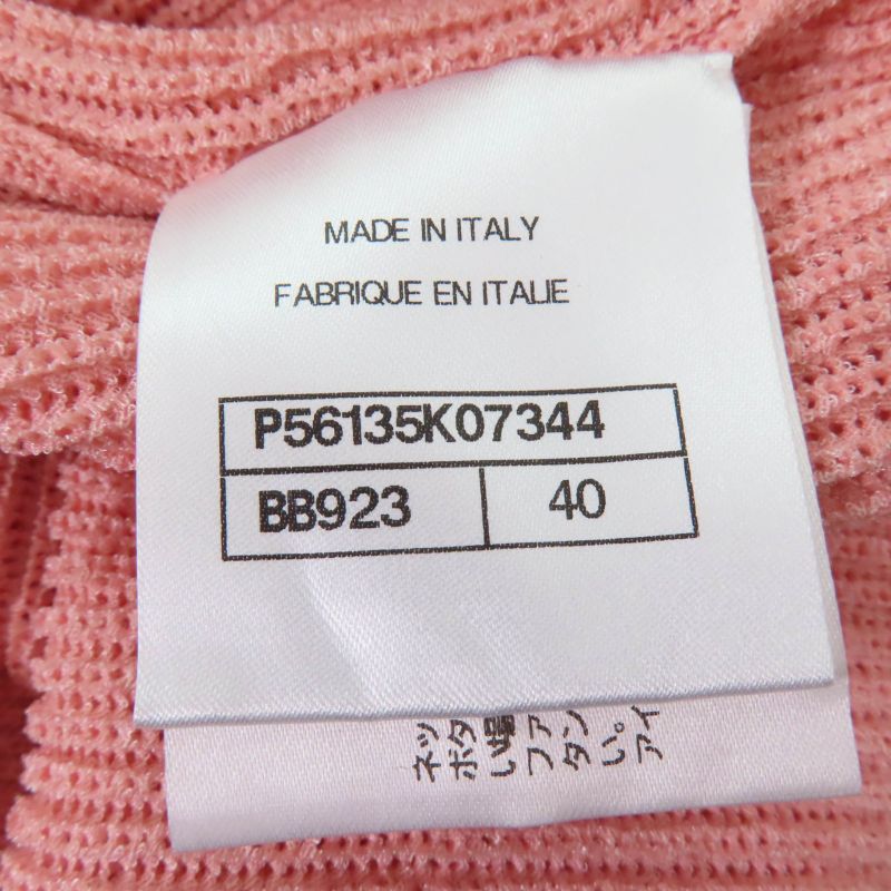CHANEL 17P P56135k07344 Pearl Coco Mark Part Short Sleeves Knit Pink 40 Made In