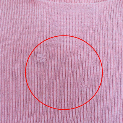 CHANEL 17P P56135k07344 Pearl Coco Mark Part Short Sleeves Knit Pink 40 Made In