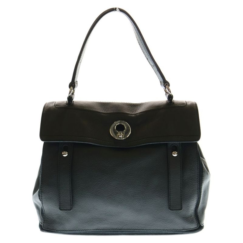 YVES Saint Laurent Muse Toe Handbag Black Leather 229680 Silver Hardware