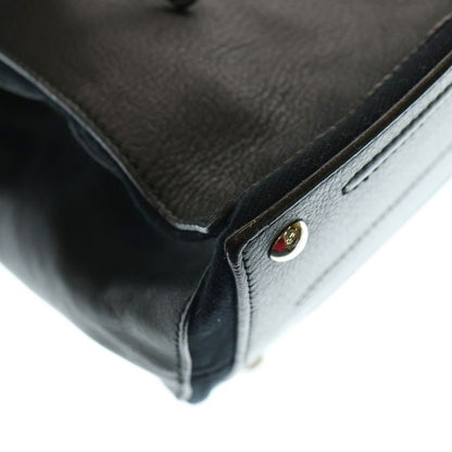 YVES Saint Laurent Muse Toe Handbag Black Leather 229680 Silver Hardware