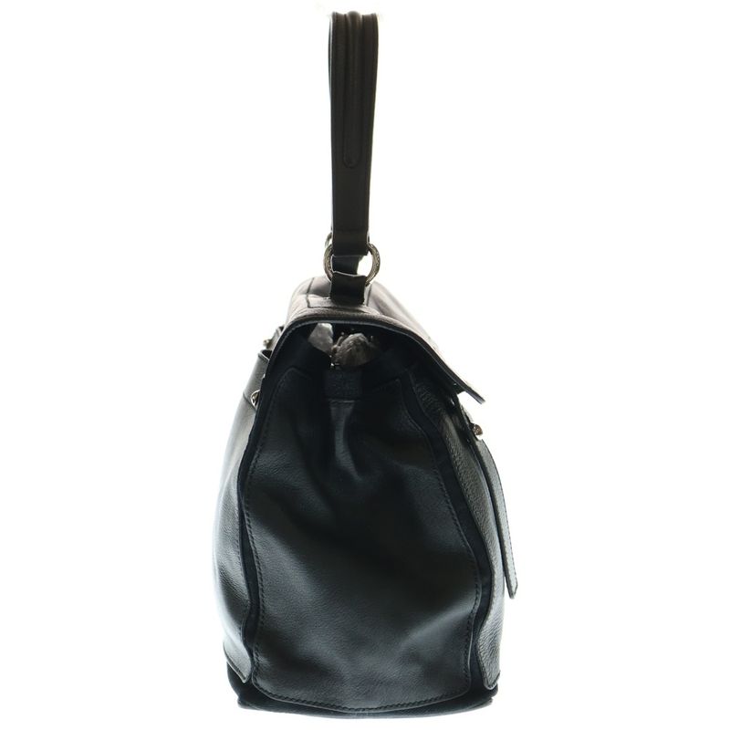 YVES Saint Laurent Muse Toe Handbag Black Leather 229680 Silver Hardware