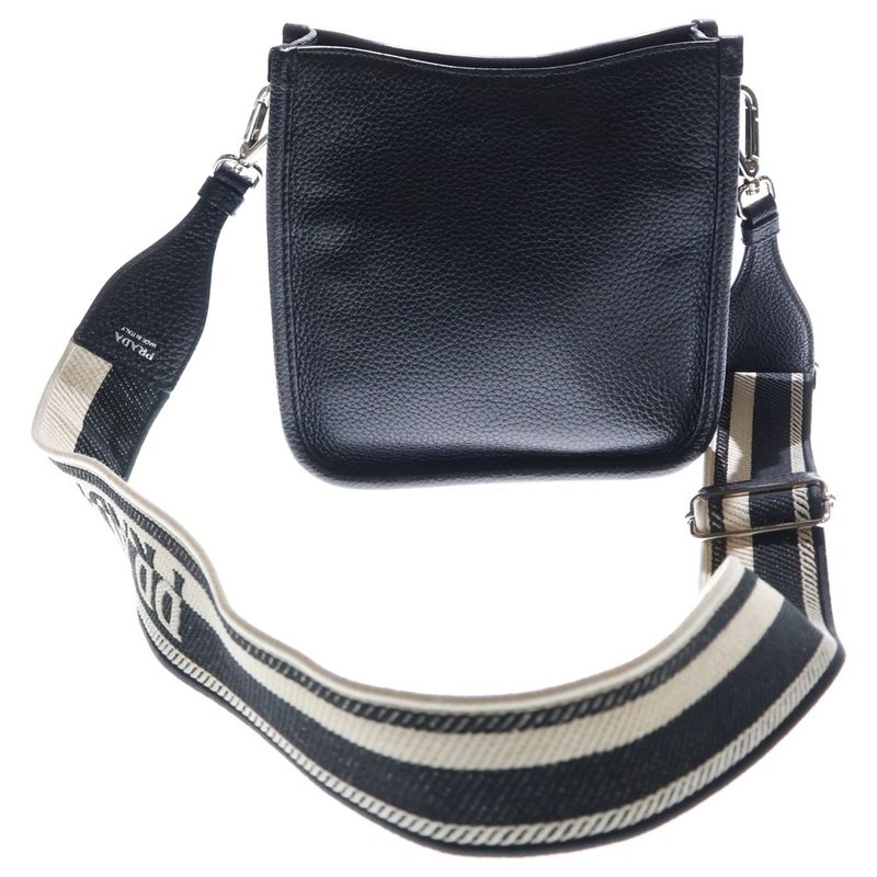 Prada Vitterodino Soft Leather Mini Shoulder Bag Black Leather 1bh191