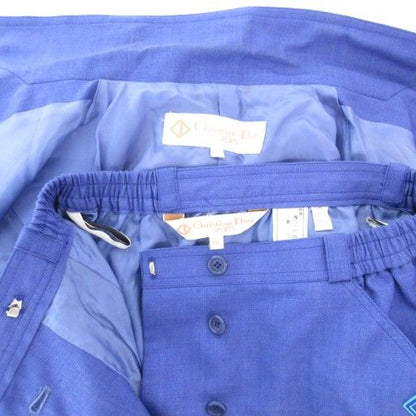 Christian DIOR Sports Vintage Set Up Double Jacket Skirt Linen Blend M Blue UO