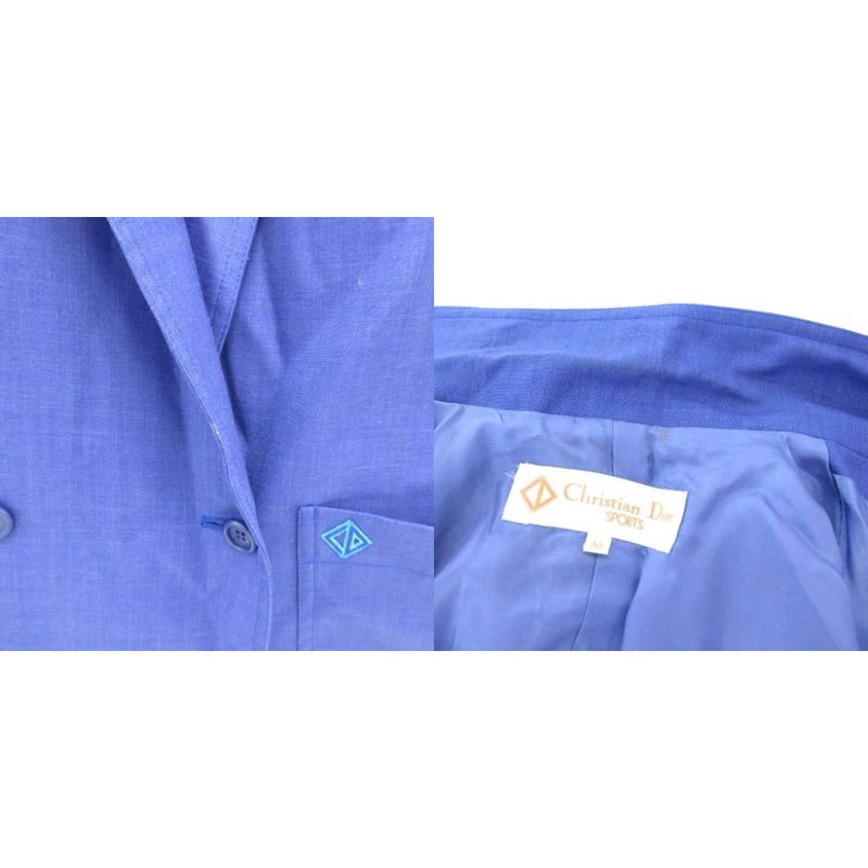 Christian DIOR Sports Vintage Set Up Double Jacket Skirt Linen Blend M Blue UO