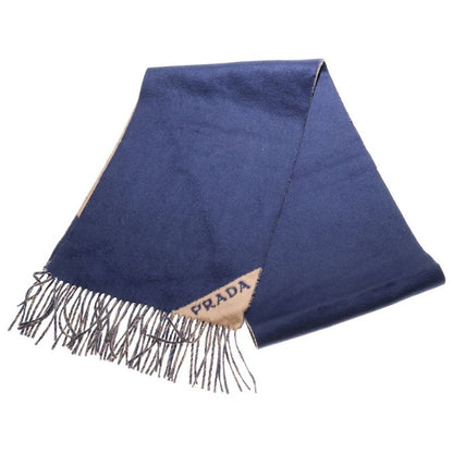Prada Two Tone Color Cashmere Scarf Stole 2fs055 Navy/beige