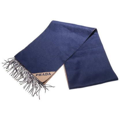 Prada Two Tone Color Cashmere Scarf Stole 2fs055 Navy/beige
