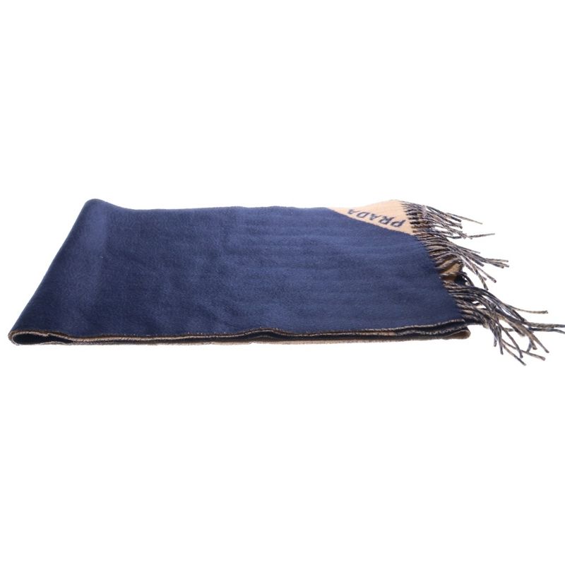 Prada Two Tone Color Cashmere Scarf Stole 2fs055 Navy/beige