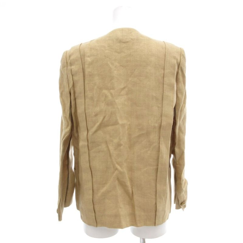 Christian DIOR Pret-a-porter Vintage Setup Collarless Jacket Skirt Linen M