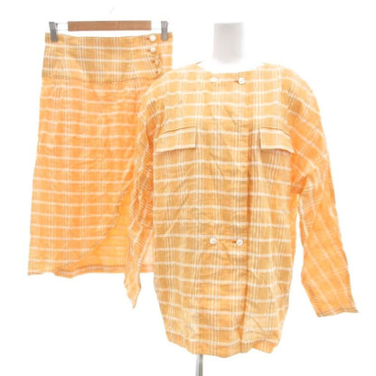 Christian DIOR Sports Vintage Set Up Shirt Jacket Skirt Linen Blend Checked M