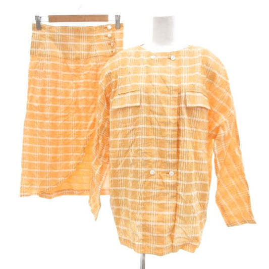 Christian DIOR Sports Vintage Set Up Shirt Jacket Skirt Linen Blend Checked M