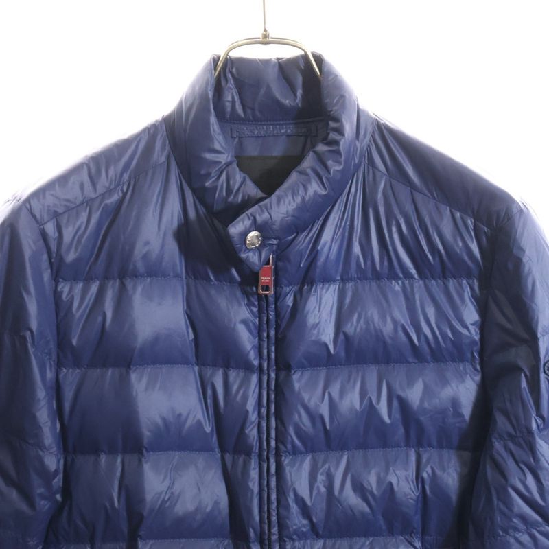 Prada 14AW Triangle Logo Plate Packable Stand Collar Zip-up Down Jacket Blue