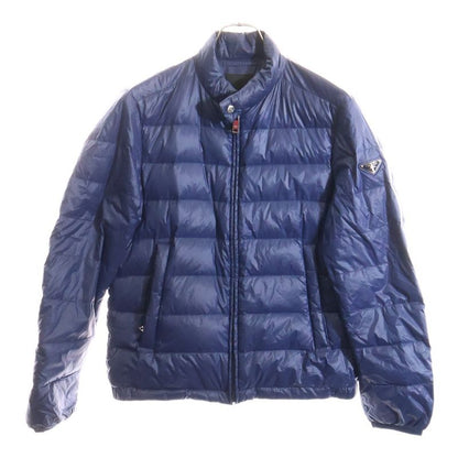 Prada 14AW Triangle Logo Plate Packable Stand Collar Zip-up Down Jacket Blue