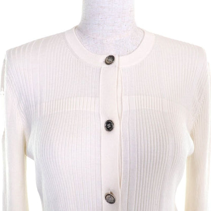 CHANEL 25SS P78678 Cashmere Silk Coco Mark Button Long Sleeve Ribbed Knit