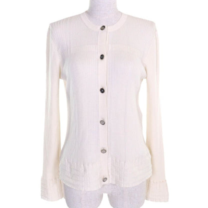 CHANEL 25SS P78678 Cashmere Silk Coco Mark Button Long Sleeve Ribbed Knit