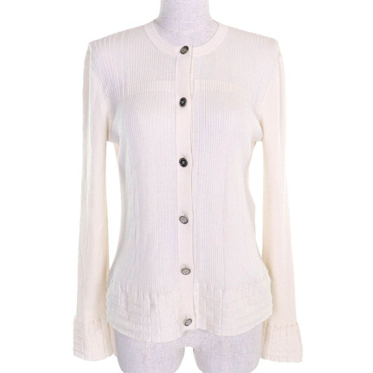 CHANEL 25SS P78678 Cashmere Silk Coco Mark Button Long Sleeve Ribbed Knit