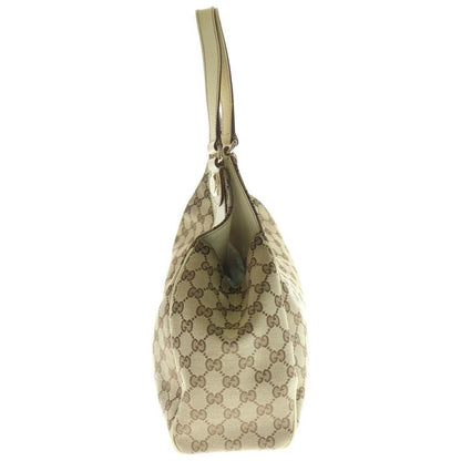 Gucci GG Canvas Tote Handbag Beige And White Canvas And Leather 154981 Gold