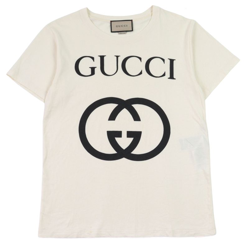 Gucci 493117 100% Cotton Interlocking G Logo Print Crew Neck Short Sleeve