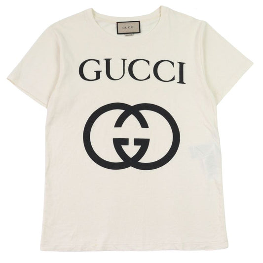 Gucci 493117 100% Cotton Interlocking G Logo Print Crew Neck Short Sleeve