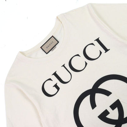 Gucci 493117 100% Cotton Interlocking G Logo Print Crew Neck Short Sleeve