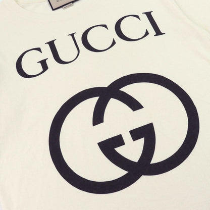 Gucci 493117 100% Cotton Interlocking G Logo Print Crew Neck Short Sleeve