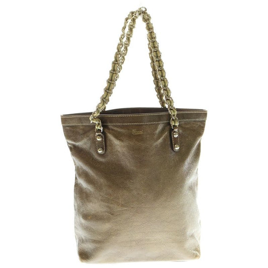 Gucci Horsebit Chain Tote Handbag Brown Leather 154980 Gold Hardware