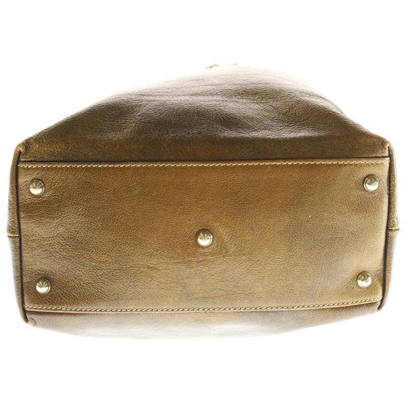 Gucci Horsebit Chain Tote Handbag Brown Leather 154980 Gold Hardware