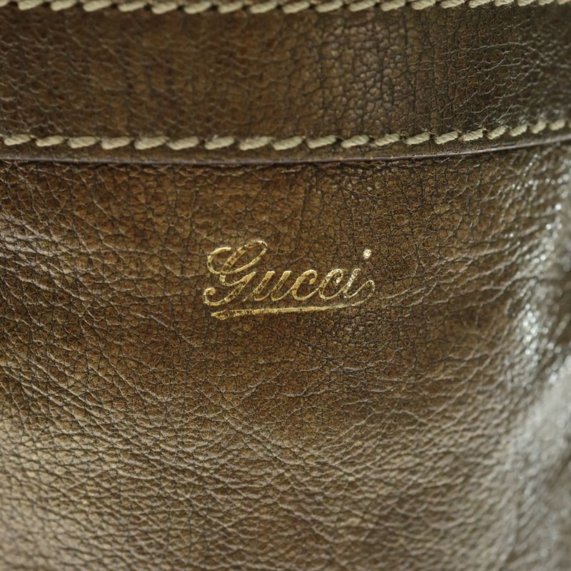 Gucci Horsebit Chain Tote Handbag Brown Leather 154980 Gold Hardware