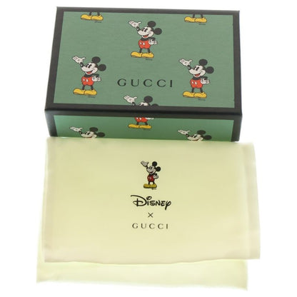 Gucci X Disney Compact Wallet Coin Case Brown Leather 602534 Gold Hardware