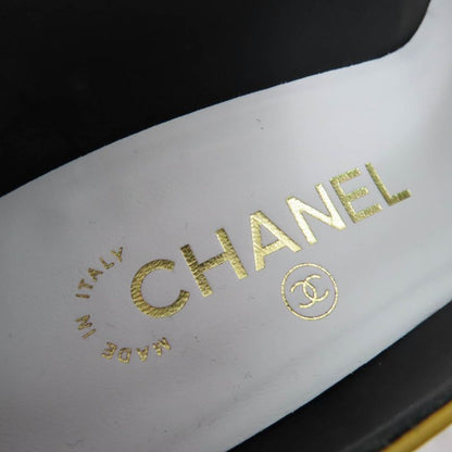 CHANEL 2023 G45053 Patent Leather Coco Mark Bicolor Pumps Yellow Black 37 With