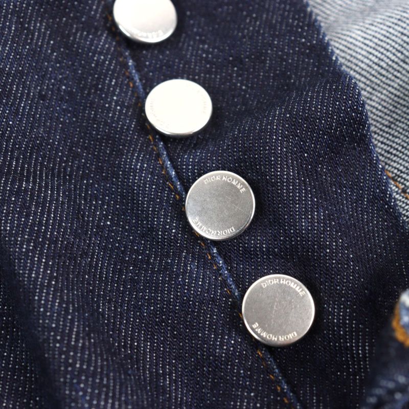 DIOR Homme 863ds11a4210 Leather Button Fly Skinny Denim Pants With Logo Patch