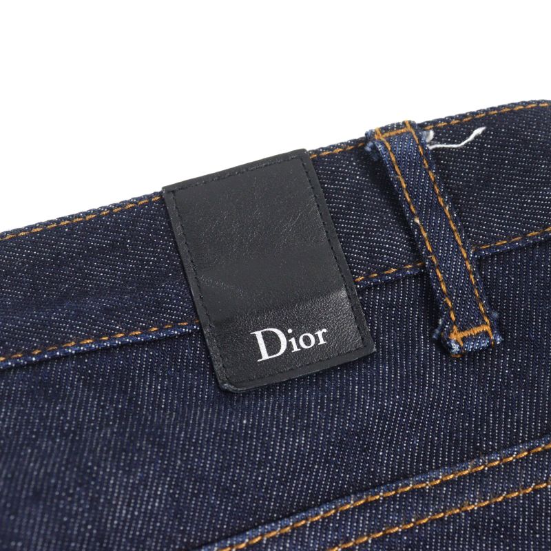 DIOR Homme 863ds11a4210 Leather Button Fly Skinny Denim Pants With Logo Patch