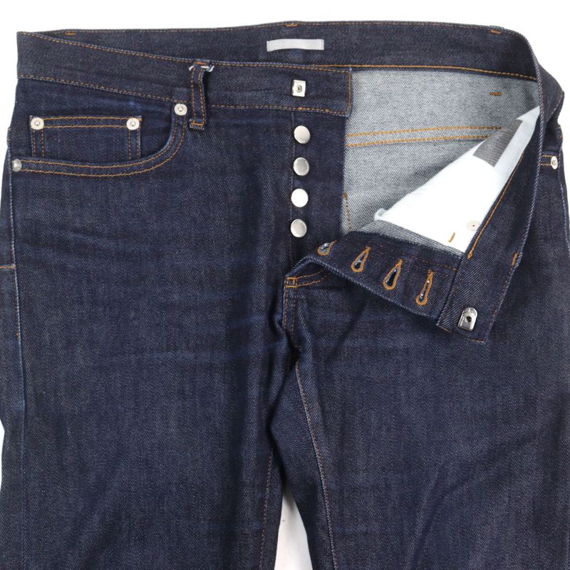 DIOR Homme 863ds11a4210 Leather Button Fly Skinny Denim Pants With Logo Patch