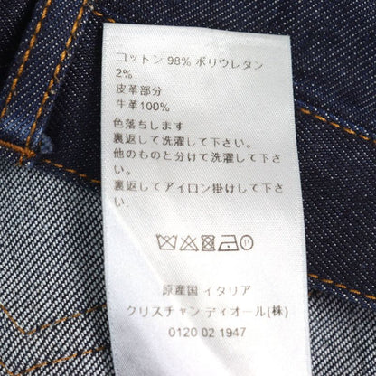 DIOR Homme 863ds11a4210 Leather Button Fly Skinny Denim Pants With Logo Patch