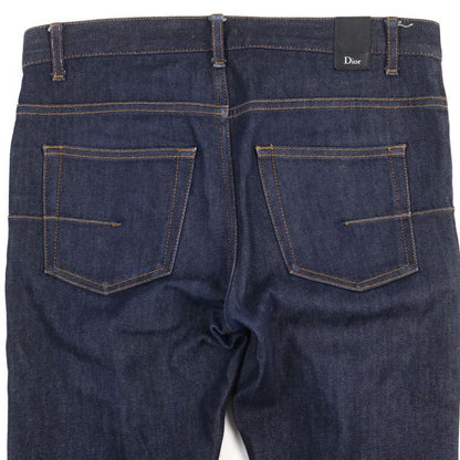 DIOR Homme 863ds11a4210 Leather Button Fly Skinny Denim Pants With Logo Patch
