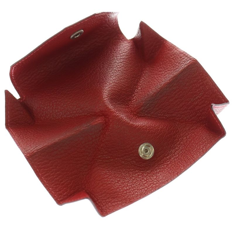 Hermes Van Cattle Coin Case Wallet Chevre Leather Red □Q Engraved Silver