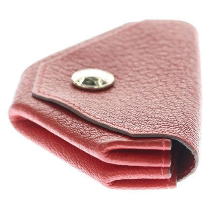 Hermes Van Cattle Coin Case Wallet Chevre Leather Red □Q Engraved Silver