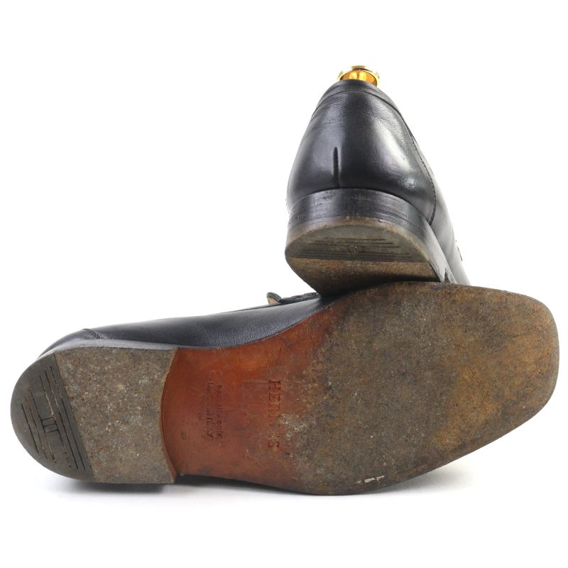 Hermes Vintage Constance Leather U-tip Penny Shoes With H Logo