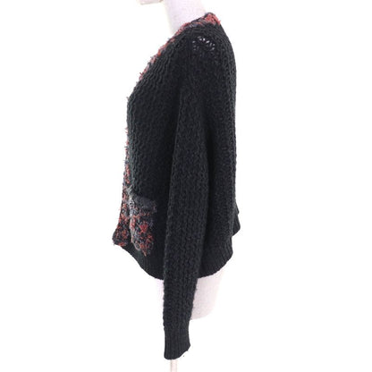 CHANEL P72932 100% Cashmere Coco Mark Bijoux Button Low Gauge Knit Cardigan