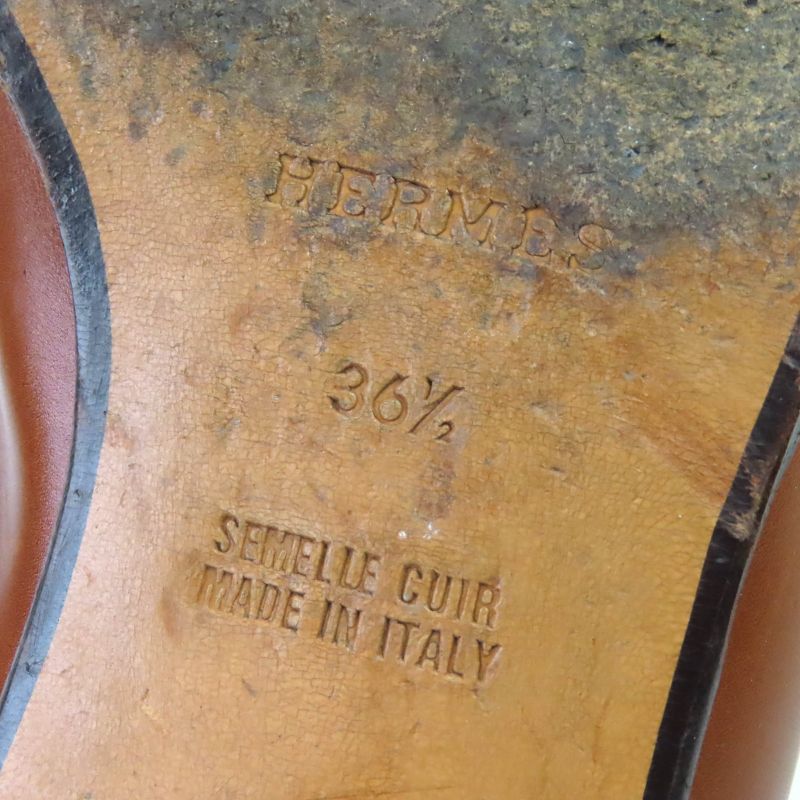 Hermes Vintage Gold Hardware Kelly Hardware Leather Loafers Brown Gold